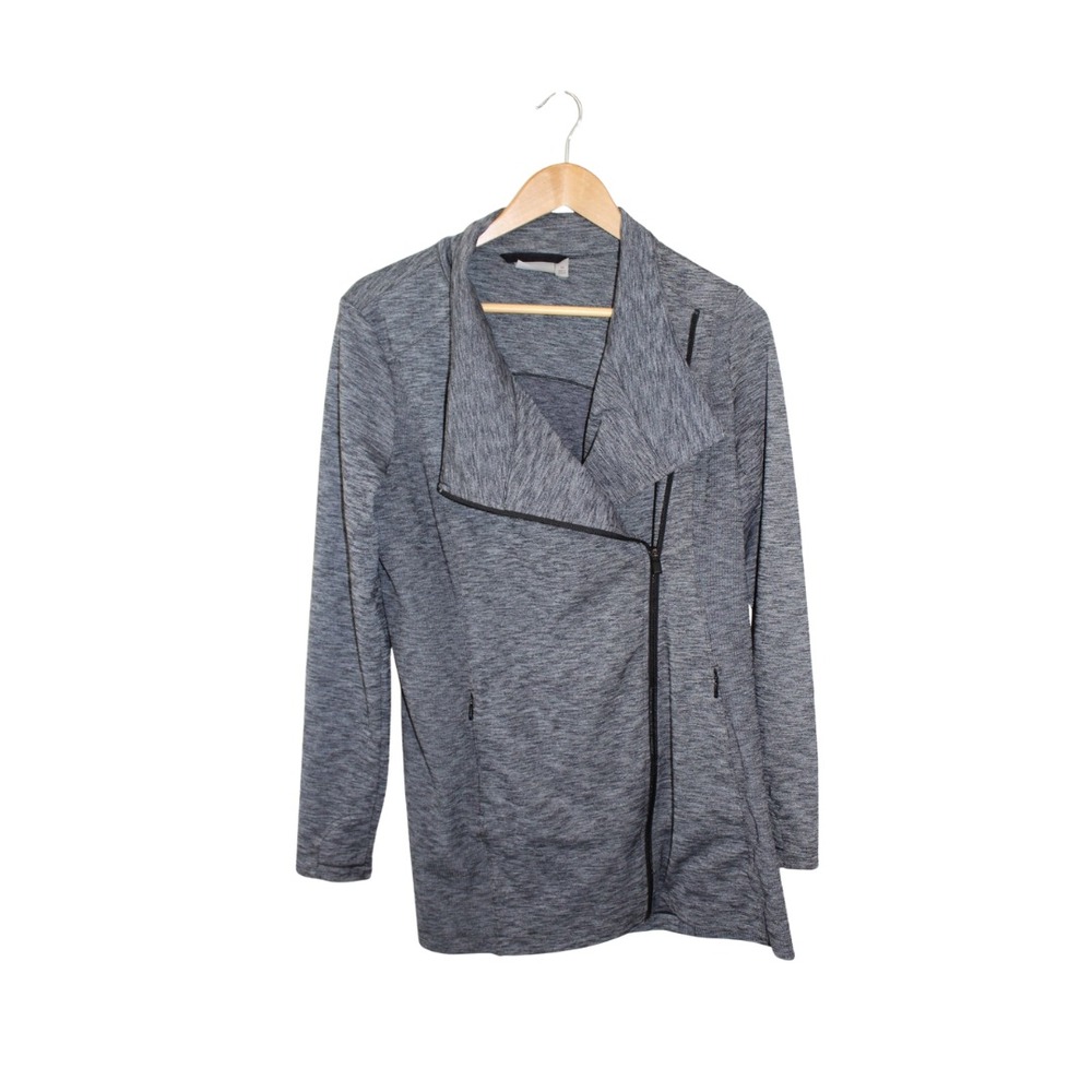 Athleta Womens Gray Asymmetrical Zip Intention Jacket M Stretch Activewear